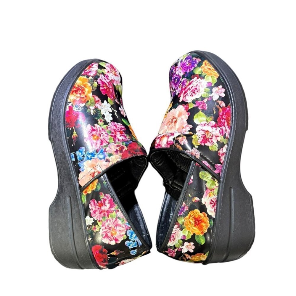 Comfort Trendz Black Floral Clogs Size 7 - Picture 7 of 12